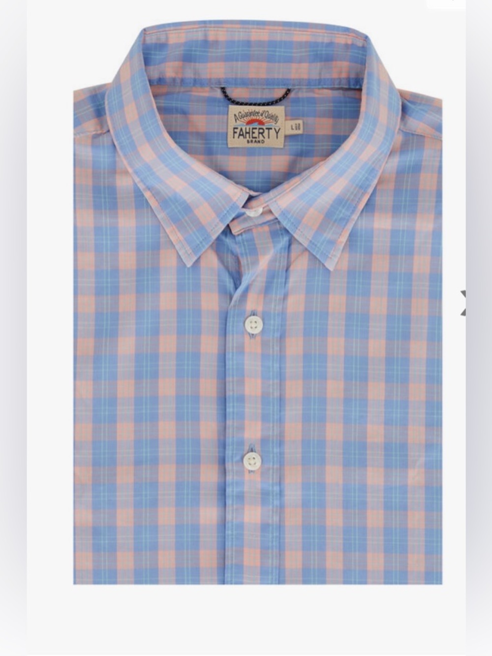 Faherty The Movement Long Sleeve Shirt, Peach / Blue, Men’s Large